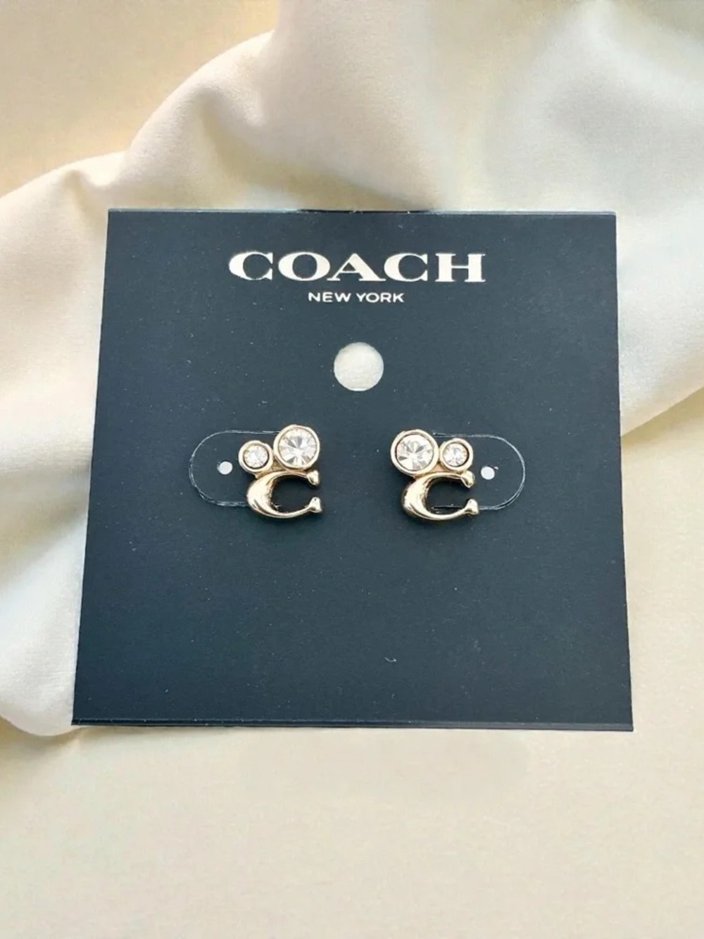 Coach Signature “C” Earrings with Rhinestones